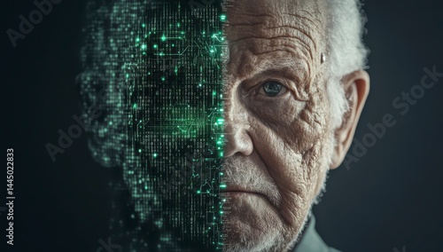 Digital Transformation Portrait of Elderly Man