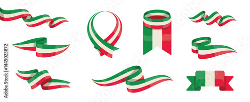 Italian Flag Ribbons Collection Various Shapes and Styles