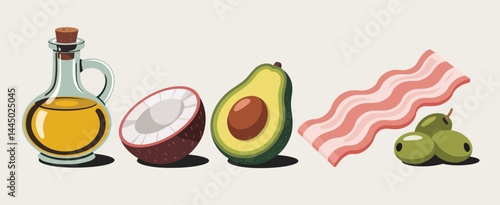 Healthy Fats Keto Diet Food Illustration