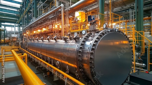 High-temperature furnaces in a reformer unit are actively processing hydrocarbons in an oil refinery, showcasing advanced industrial technology and safety measures in operation