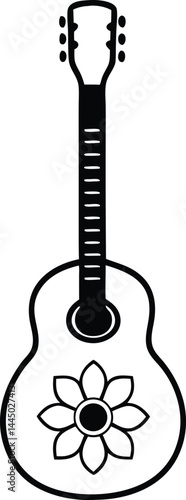 Acoustic guitar musical instrument flat vector icon