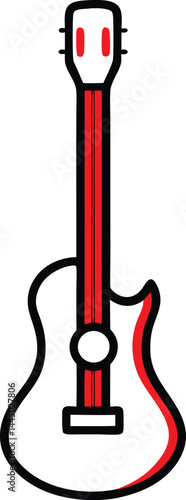 Acoustic guitar musical instrument flat vector icon
