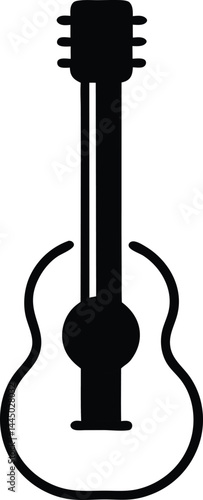 Acoustic guitar musical instrument flat vector icon
