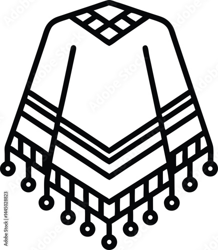Mexico Cinco De Mayo Holiday Flat Vector Illustration. Mexican poncho icon