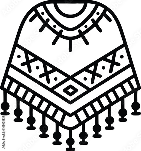 Mexico Cinco De Mayo Holiday Flat Vector Illustration. Mexican poncho icon