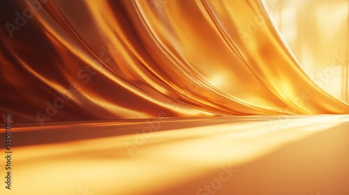 Golden Draped Fabric with Sunlight Rays