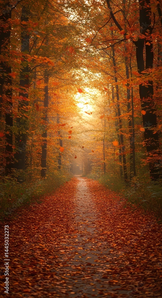Autumn Forest with Falling Leaves Autumn Forest with Falling Leaves