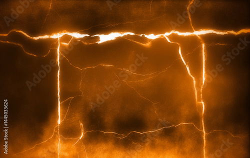 3D rendering heat red cracked ground texture after eruption volcano