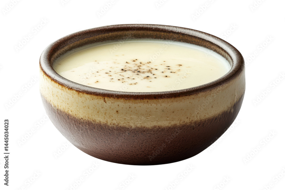 Creamy potato soup in rustic bowl comforting creamy texture subtly spiced simple elegance warm Creamy potato soup in rustic bowl comforting creamy texture subtly spiced simple elegance warm