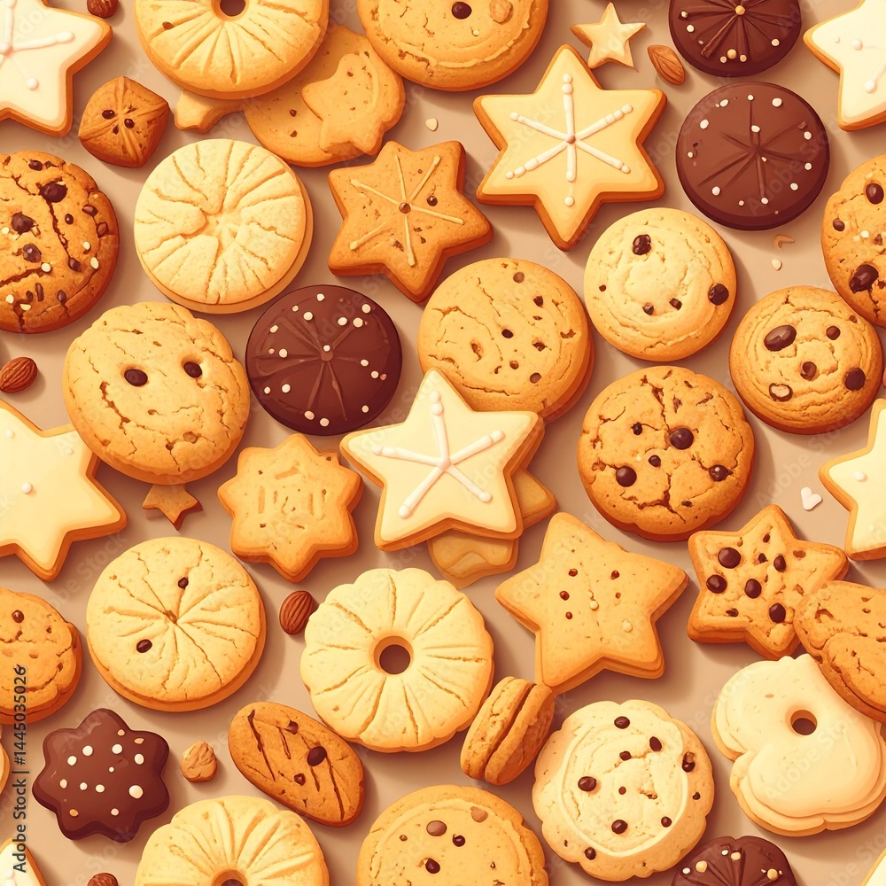 Obraz premium Assorted Cookies Seamless Pattern