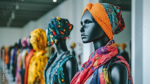 Colorful fashion headwear display