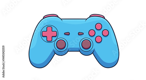 Good icon. Blue gaming controller illustration on a white background
