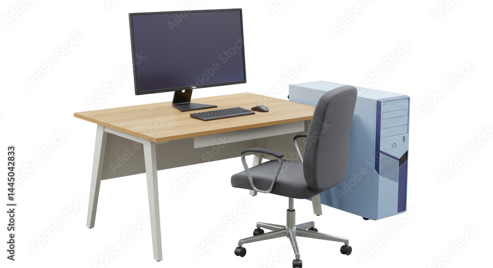 Isolated Office Desk with Computer Isolated Office Desk with Computer