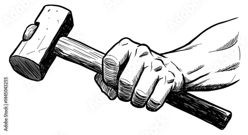 Good icon. Hand gripping hammer ready to strike