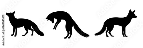 Fox Silhouette Collection in Standing Jumping and Walking Poses