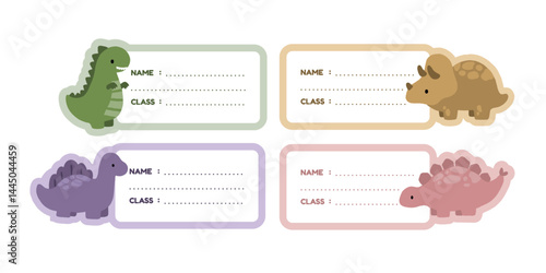 printable dinosaurs name label stickers for kids