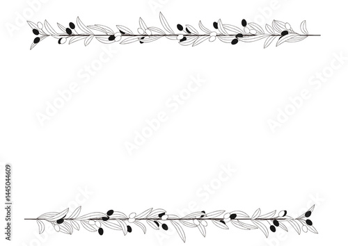 ナチュラルなオリーブの手描き風の線画　ラインフレーム