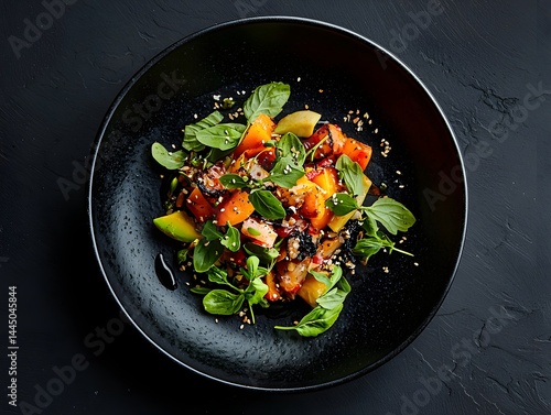 Fresh Salad on Black Plate