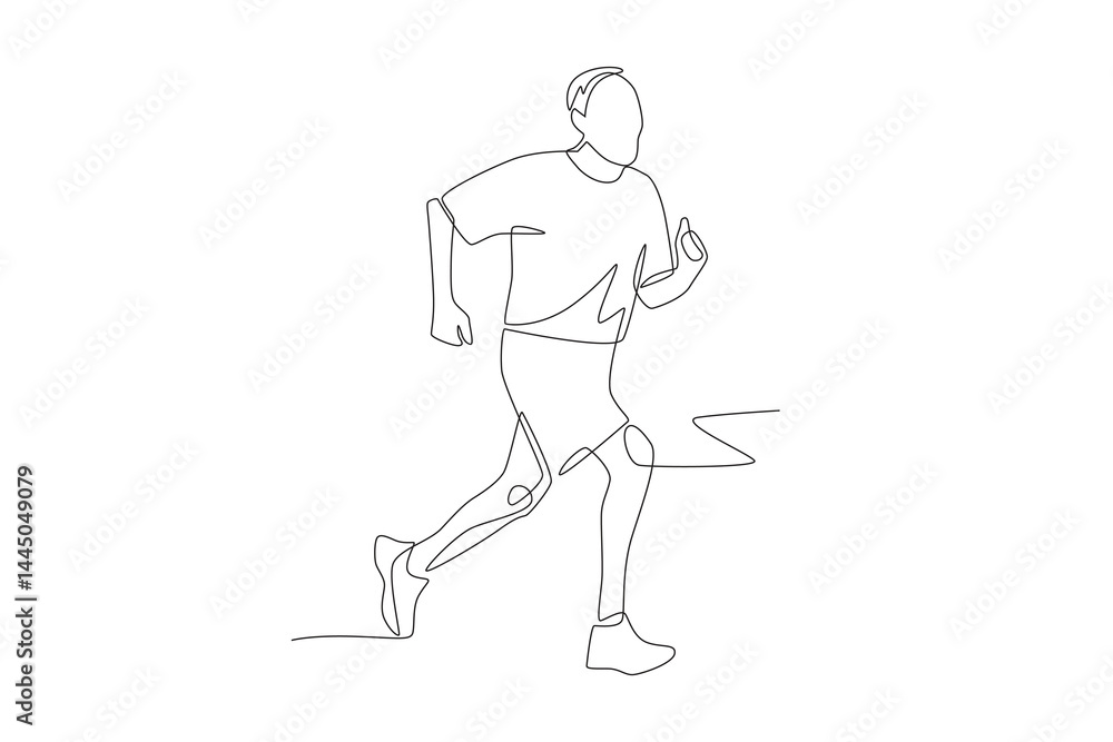 Old man jogging. Oldman exercise concept one-line drawing Old man jogging. Oldman exercise concept one-line drawing