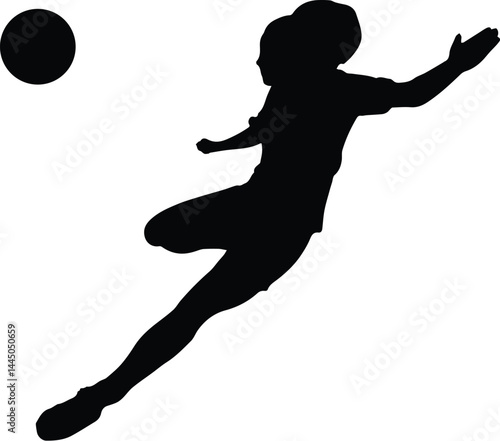 Female Silhouette – Graceful Leaping Pose in Black and White with Dynamic Motion and Minimalist Design