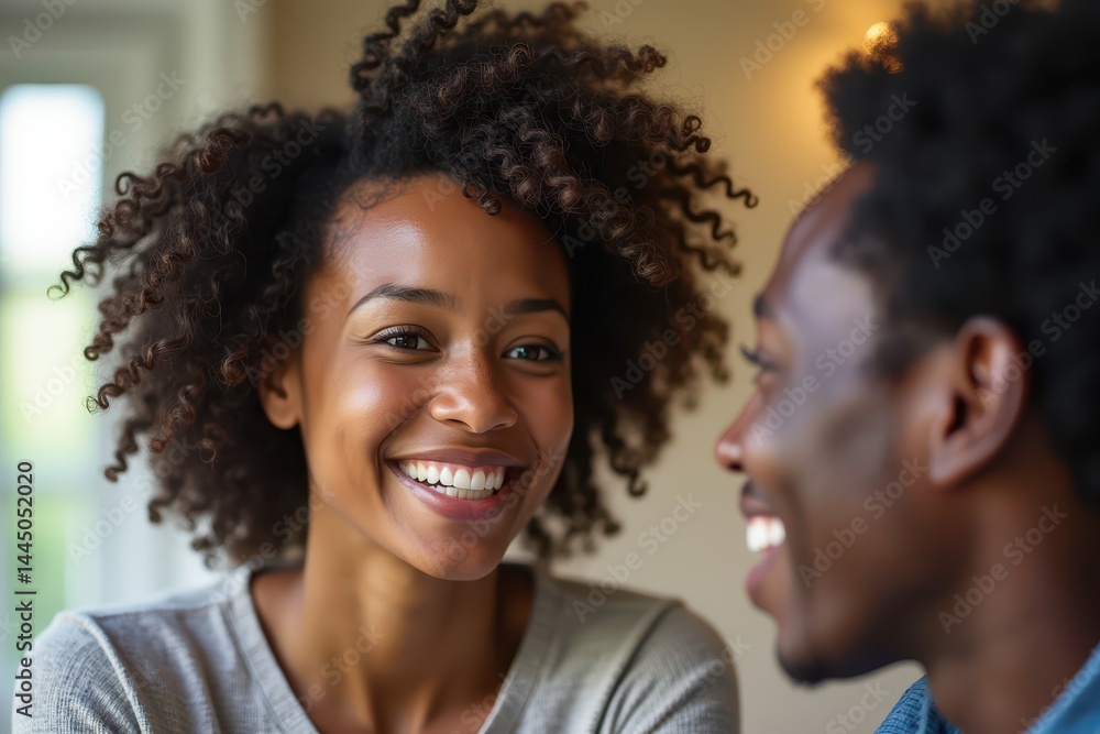 Smiling couple enjoying quality time together indoors
