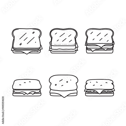 Outline of a classic grilled cheese sandwich with cheese oozing