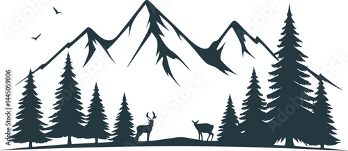 Winter forest vector illustration showing snow-covered trees and a serene seasonal landscape