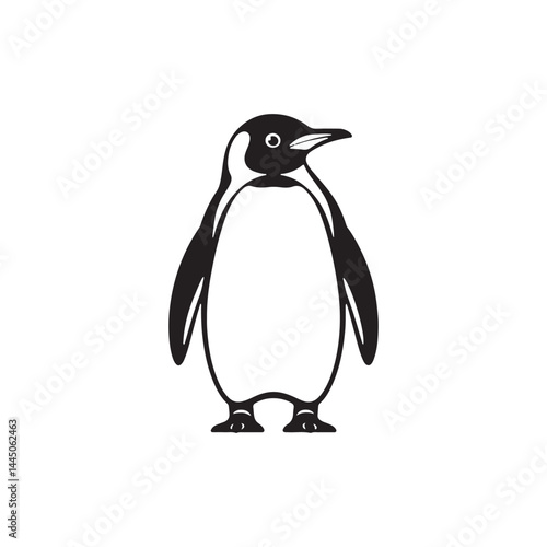 Penguin standing silhouette.minimalist black and white animal graphic. vector illustration eps 10.