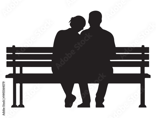 COUPLE SITTING ON BENCH SILHOUETTE