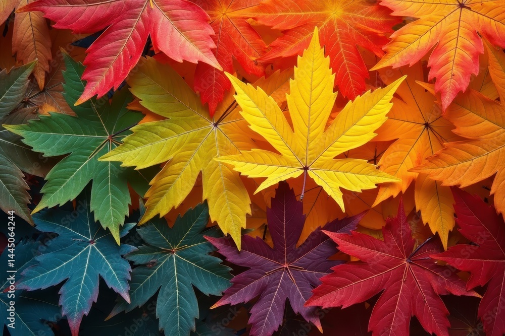 Vibrant autumn leaves in colorful arrangement Vibrant autumn leaves in colorful arrangement
