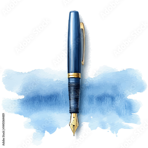Calligraphy Pen With Decorative Nibs, vector watercolor illustration, isolated on a white background.