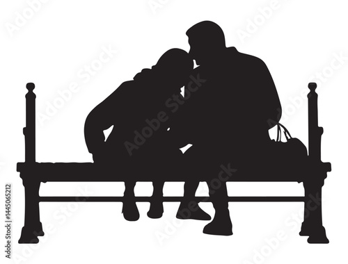 COUPLE SITTING ON BENCH SILHOUETTE