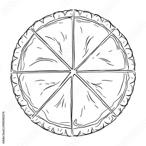 Simple and Elegant Line Art of a Freshly Baked Apple Pie