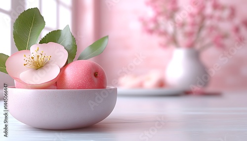 Wallpaper Mural Pink blossom and peaches in a bowl Torontodigital.ca