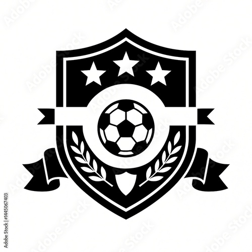 Black and White Soccer Logo with Shield