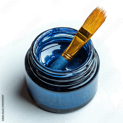 illustration of Calligraphy Ink Bottle With Brush Holder, watercolor vector, isolated on a white background.