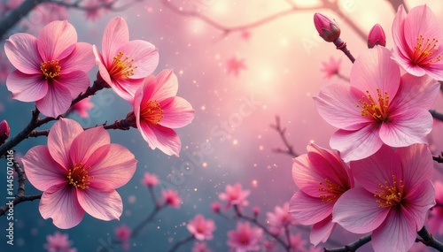 Overlapping blossoms, chaotic yet balanced composition, pattern, repeat