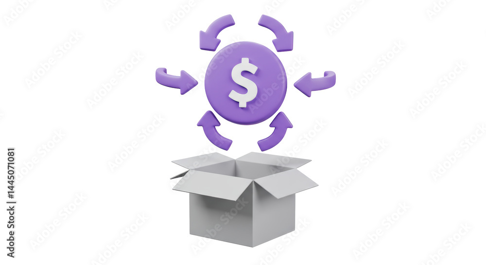 Isolated Box with dollar Isolated Box with dollar