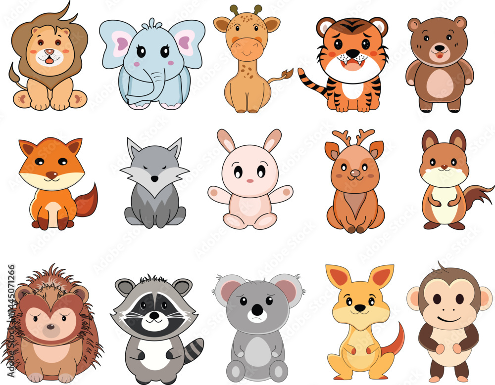 Obraz premium Minimal Animal Icons Collection –Flat and Clean