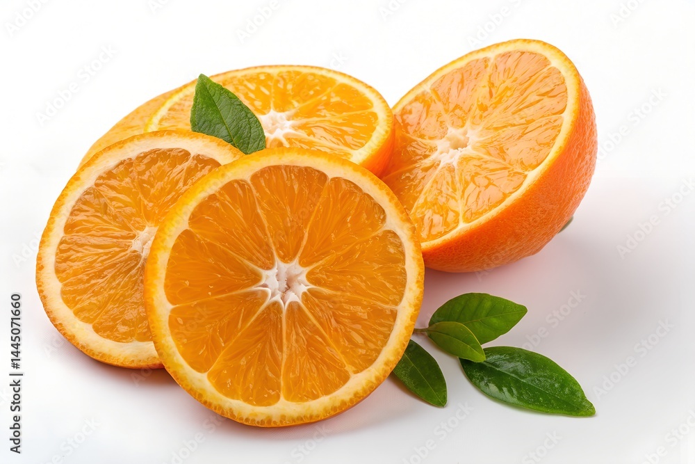 Fototapeta premium sliced orange on white background