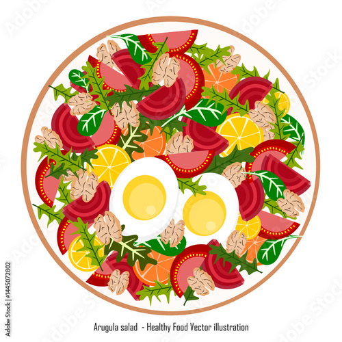 Avocado And Tomato Salad, Healthy Food vector.