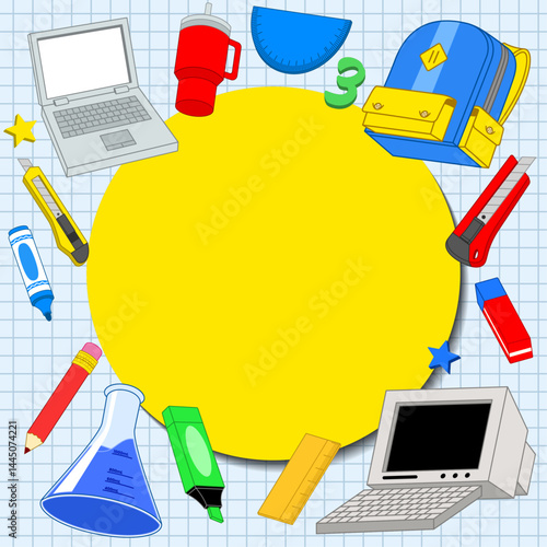 Back to School Design Background with School Supplies