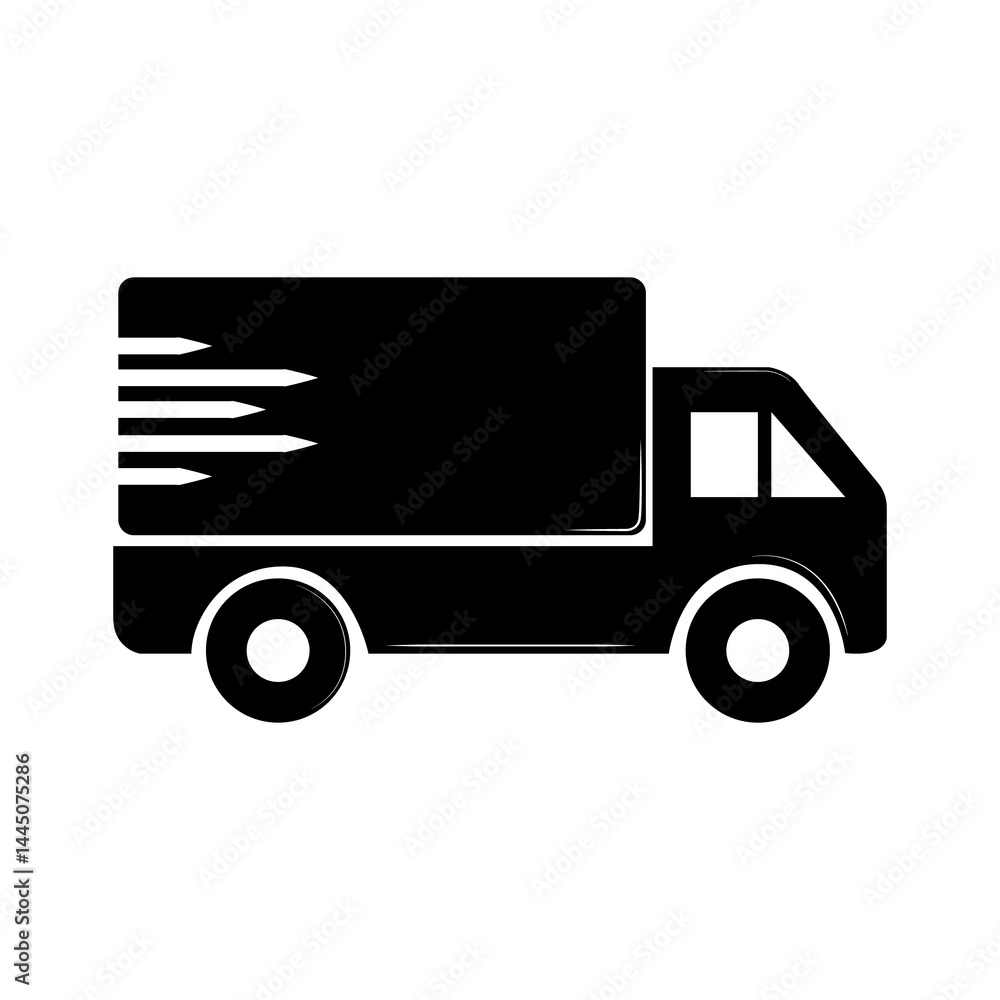 Fast delivery truck. Transport designed for the prompt transportation of goods, parcels and cargo. A symbol of speed, reliability and modern logistics solutions. Dynamic lines emphasize urgency. Fast delivery truck. Transport designed for the prompt transportation of goods, parcels and cargo. A symbol of speed, reliability and modern logistics solutions. Dynamic lines emphasize urgency.