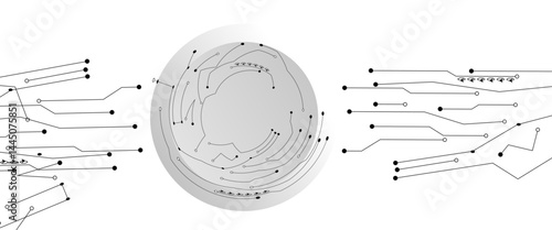 Abstract grey circuit line technology pattern on white background, futuristic vector illustration of digital circuitry design for tech backgrounds	