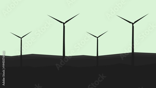 Animation wind turbines animated motion graphics windmill for green energy using renewable air energy resources to prevent climate change