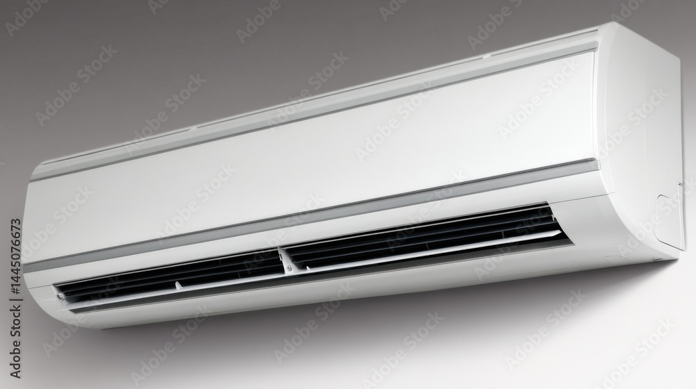Wall-mounted air conditioner integrated with room design in a Scandinavian-style interior Wall-mounted air conditioner integrated with room design in a Scandinavian-style interior