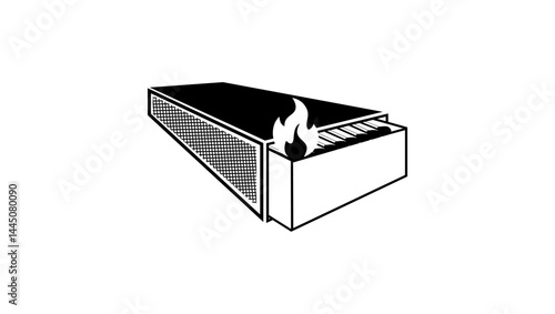 chain reaction, fire in a matchbox, black isolated silhouette