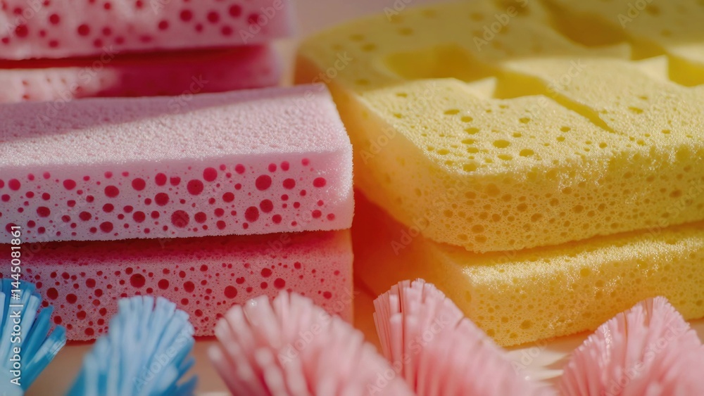 A pile of sponges stacked on top of each other