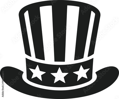 Uncle Sam Hat Silhouette Vector – Patriotic American Independence Day Icon
