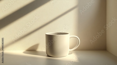 Wallpaper Mural White Mug in Sunlit Room with Textured Wall Torontodigital.ca